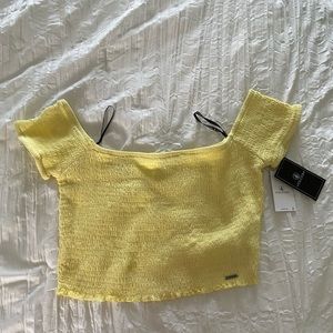 volcom yellow off the shoulder top